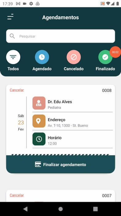 Aplicativo de Agendamento de Consultas – Plataforma em React Native para marcar, gerenciar e acompanhar atendimentos com notificações e lembretes automáticos.